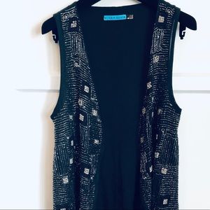 Alice + Olivia Beaded and Sequin Black Vest